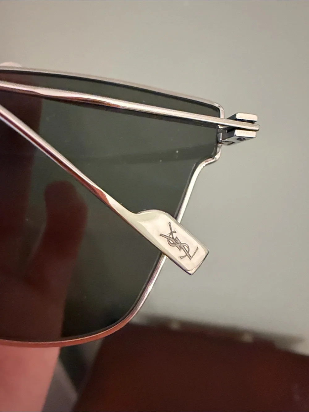 Saint Laurent Men's silver Frame Black Lens Aviator Sunglasses